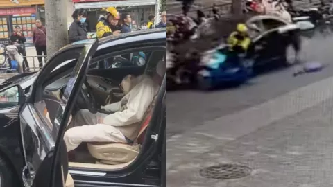 福州仓山万达门口车祸