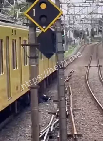 日本地铁跳轨自杀挣扎现场